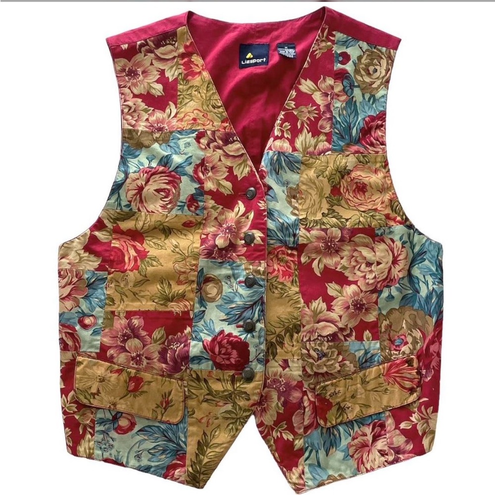 Vintage 90s Floral Patchwork Vest